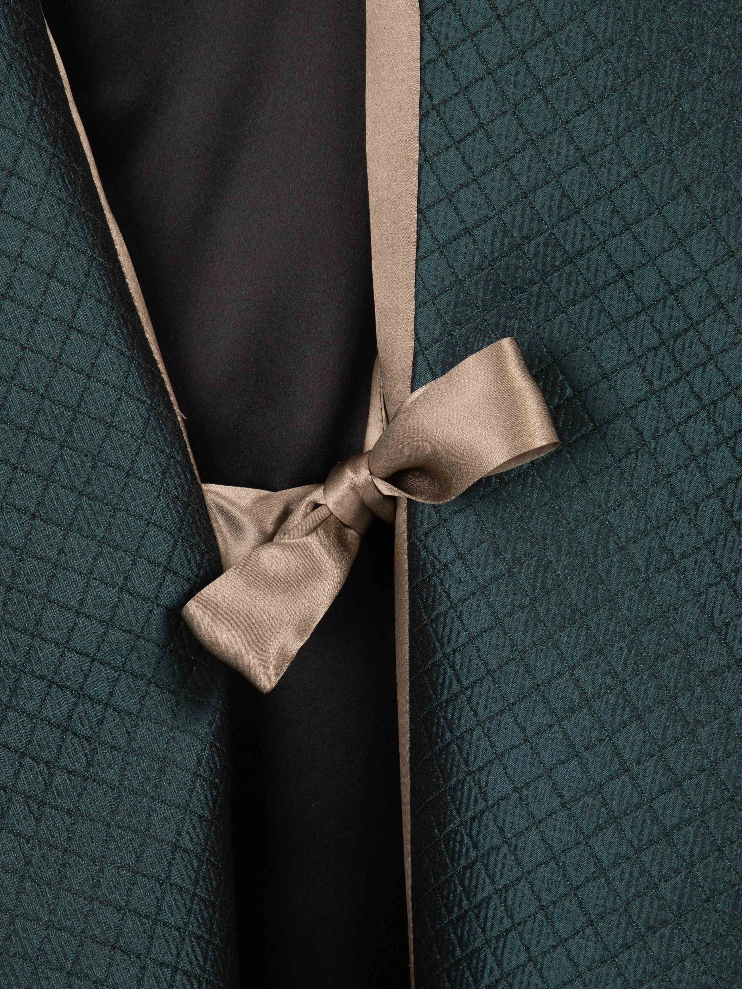 Forest Green Paisley Wool Jacquard Fully Silk Lined Dressing Gown